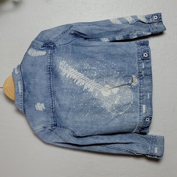 ART CLASS Graphic Studed Denim Jean Jacket M - Picture 4 of 14